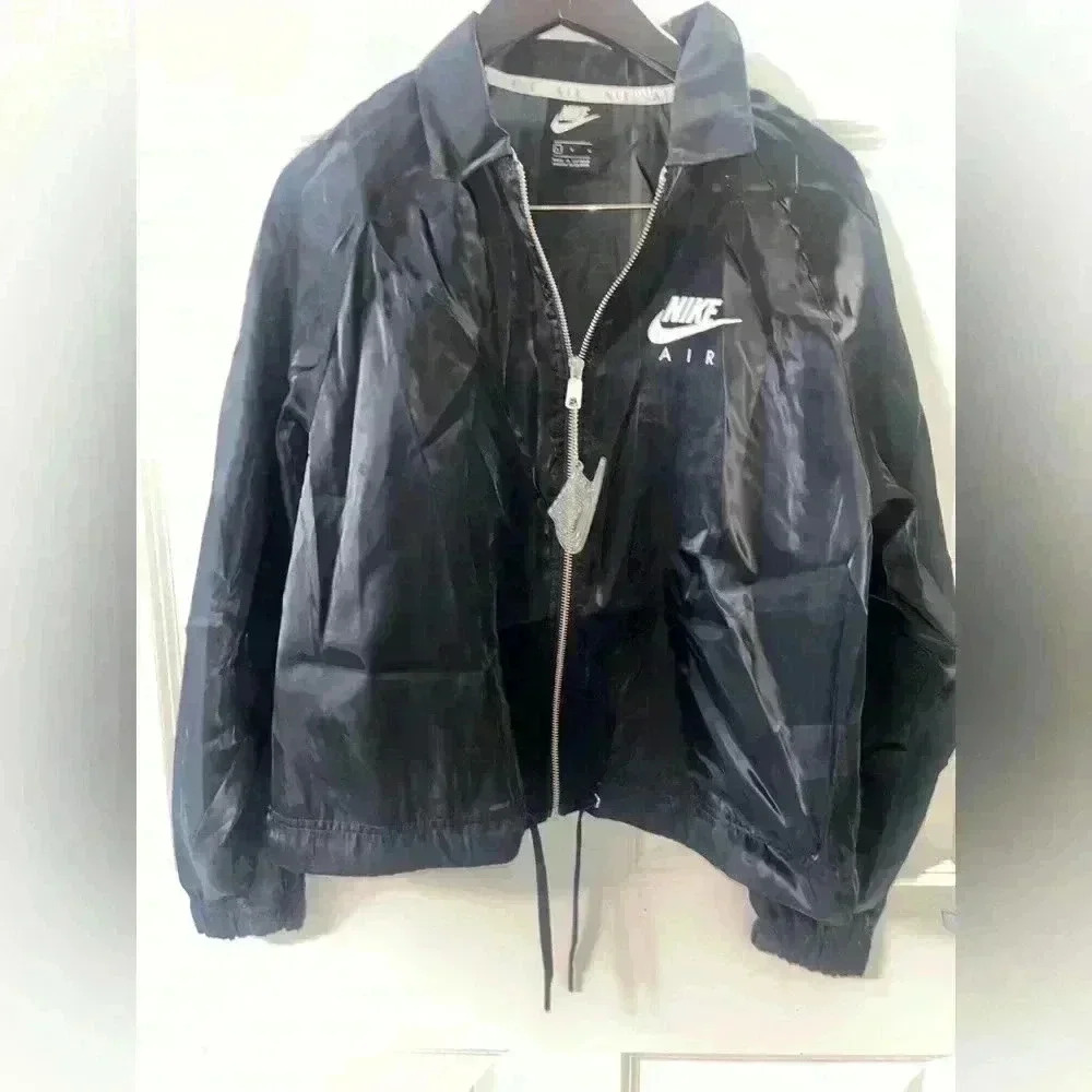 Nike Womens Coach Jacket Black Sheer Vintage Logo
